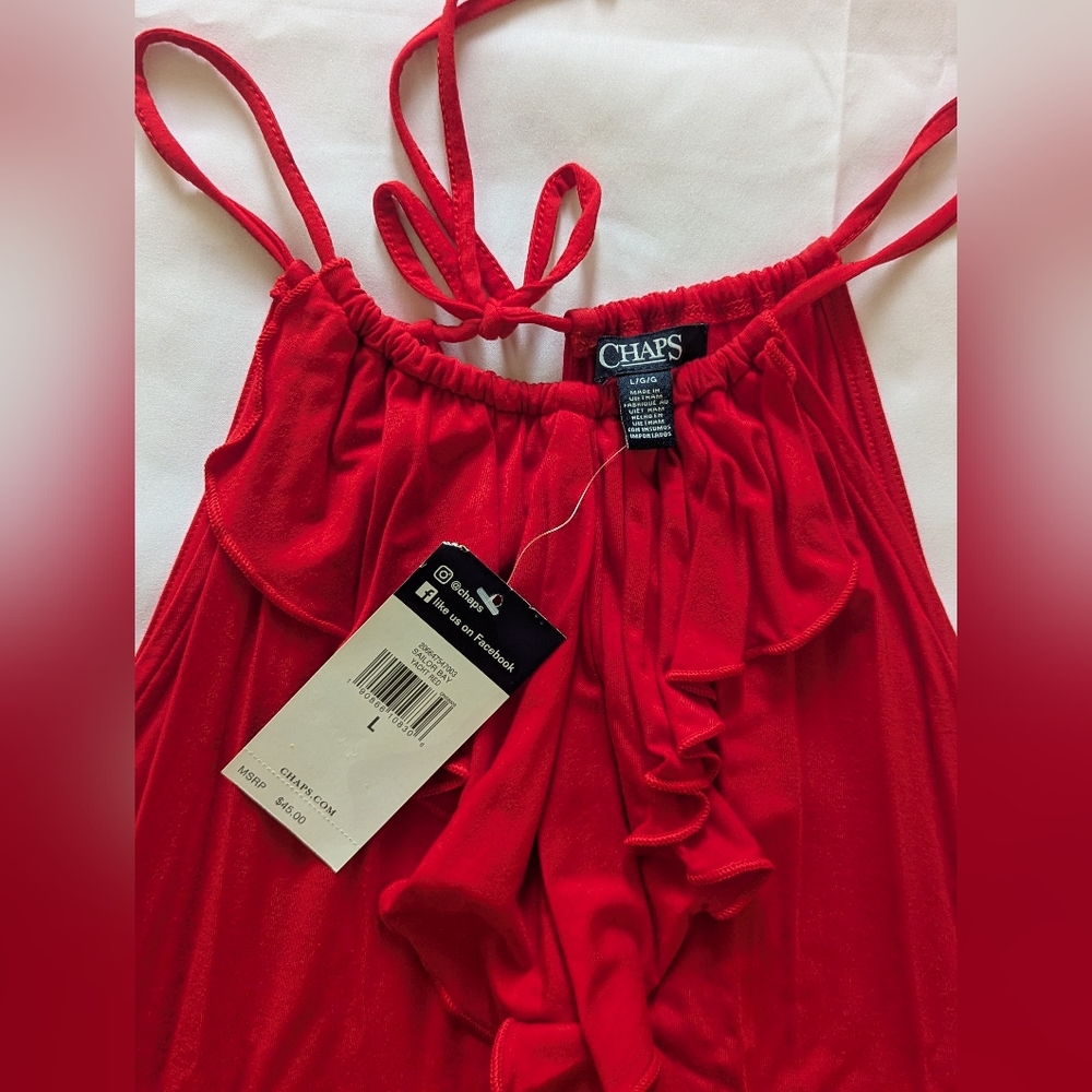 NWT Chaps RED Ruffle Halter Top - Picture 7 of 8